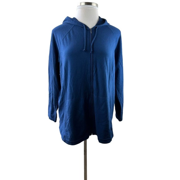 J. Jill Soft Full Zip Hooded Sweatshirt Navy Blue Women's Plus Size 2X H14386 - Picture 12 of 13